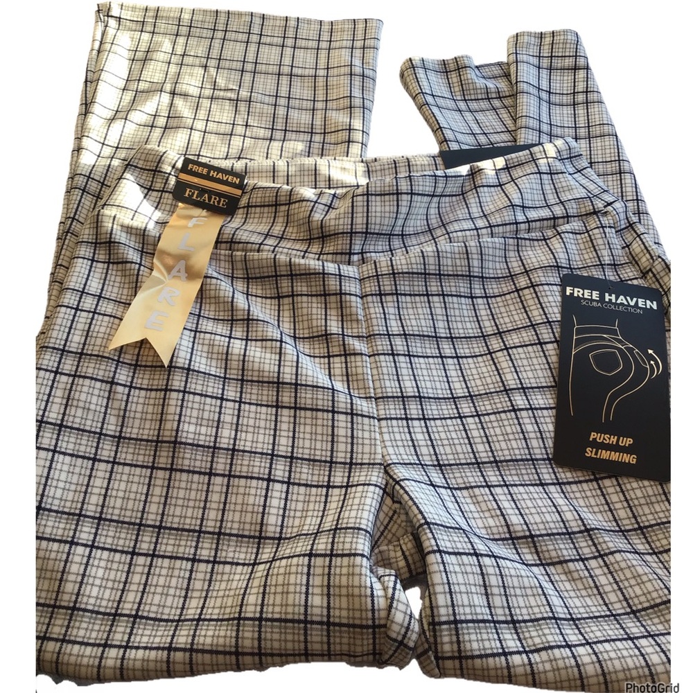 Free Haven 1XL plus size plaid flare pants NWT